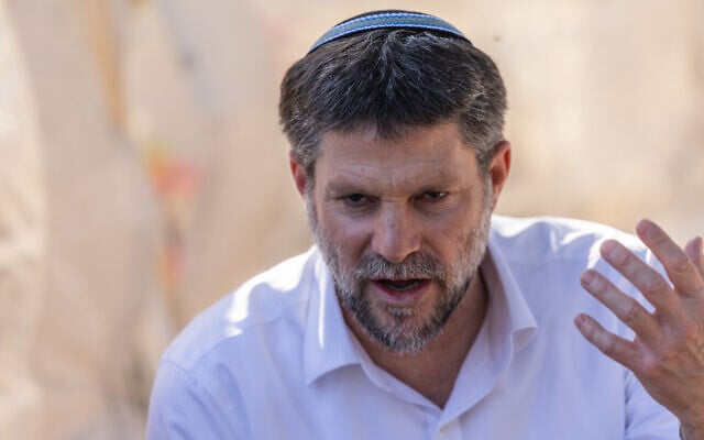 Finance Minister Bezalel Smotrich pictured outside the Knesset in Jerusalem on August 18, 2025. (Chaim Goldberg/Flash90) Finance Minister Bezalel Smotrich pictured outside the Knesset in Jerusalem on August 18, 2025. (Chaim Goldberg/Flash90)