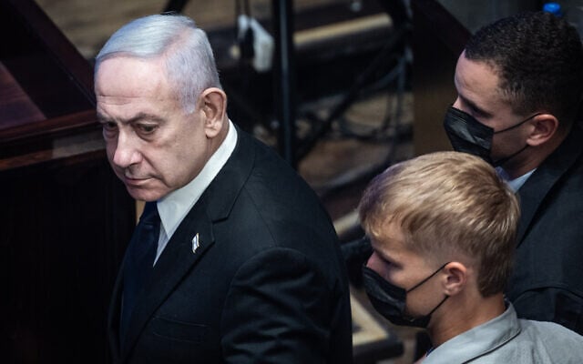 Prime Minister Benjamin Netanyahu at the opening ceremony of the new Knesset museum, in Jerusalem on August 11, 2025. (Yonatan Sindel/Flash90)