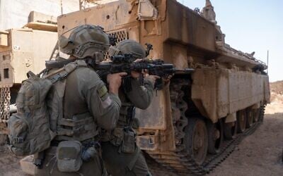 IDF troops operate in the Gaza Strip in an image released by the military on August 11, 2025. (IDF)
