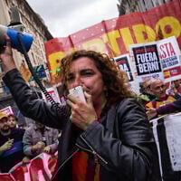File: Vanina Biasi, of the Workers' Party, commemorates the National Day of Memory for Truth and Justice in downtown Buenos Aires, March 24, 2022. ( Nacho Boullosa/SOPA Images/LightRocket/Getty Images via JTA)