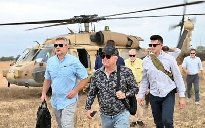 US special envoy Steve Witkoff (2nd left) and US Ambassador to Israel Mike Huckabee (3rd left) tour a Gaza Humanitarian Foundation distribution site on August 1, 2025. (Mike Huckabee/X)