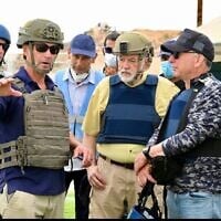 US special envoy Steve Witkoff (R) and US Ambassador to Israel Mike Huckabee (center) tour a Gaza Humanitarian Foundation distribution site on August 1, 2025. (Steve Witkoff/X)