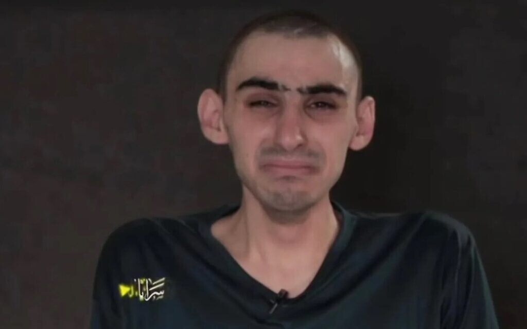 Ram Braslavski, in a still from a propaganda video published by Islamic Jihad on July 31, 2025 and cleared for publication by his mother on August 1, 2025.