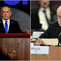 Prime Minister Benjamin Netanyahy and Brazil President Luiz Inacio Lula da Silva. (Collage/AFP)