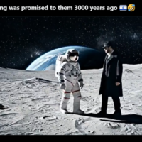 An AI-generated video shows a Jew claiming ownership of the moon (Screenshot used in accordance with Clause 27a of the Copyright Law)