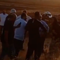 People at the scene of a reported settler attack in Aqraba, West Bank, August 2, 2025. (X screenshot used in accordance with article 27a of the Copyright Law)