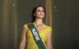 Palestinian beauty queen Nadeen Ayoub (Video screenshot; used in accordance with Clause 27a of the Copyright Law)