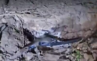 A fragment of a Houthi missile that broke apart and fell in Ginaton, August 22, 2025. (Ynet screenshot)