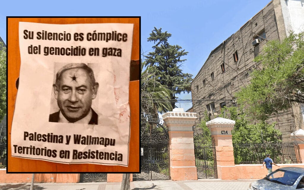 Chilean synagogue vandalized with posters of Netanyahu shot in head