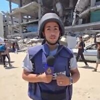 Al Jazeera reporter Anas al-Sharif reports in a broadcast segment posted to X on August 8, 2025. (Screenshot: X)