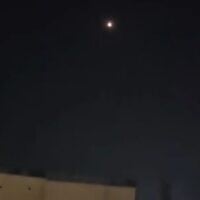 An Israeli air defense system intercepts a missile launched by Yemen's Iran-backed Houthis, early on August 5, 2025. (Screenshot: Telegram)