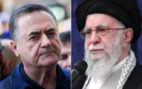 L: Defense Minister Israel Katz speaks to press at the site of where a missile fired from Iran hit in the central city of Holon, on June 19, 2025; R: Iran's Supreme Leader Ayatollah Ali Khamenei addresses the crowd during a meeting with the head of the judiciary and other officials in Tehran on July 16, 2025. (KHAMENEI.IR / AFP)