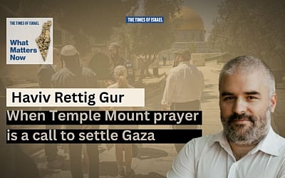 Haviv Rettig Gur (courtesy) / Illustrative: Jews visit the Temple Mount in Jerusalem's Old City, on Jerusalem Day, May 26, 2025. (Yonatan Sindel/Flash90)