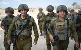 IDF Chief of Staff Lt. Gen. Eyal Zamir (left) and Southern Command chief Maj. Gen. Yaniv Asor are seen in the Gaza Strip, August 17, 2025. (Israel Defense Forces)