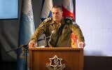 IDF Chief of Staff Lt. Gen. Eyal Zamir speaks to officers at the Gaza Division headquarters near Re'im, August 18, 2025. (Israel Defense Forces)