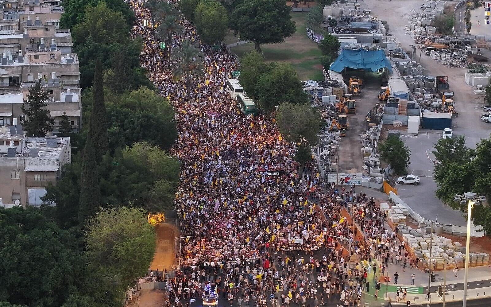 NextImg:Some 350,000 fill Tel Aviv’s Hostages Square for rally urging deal to free captives