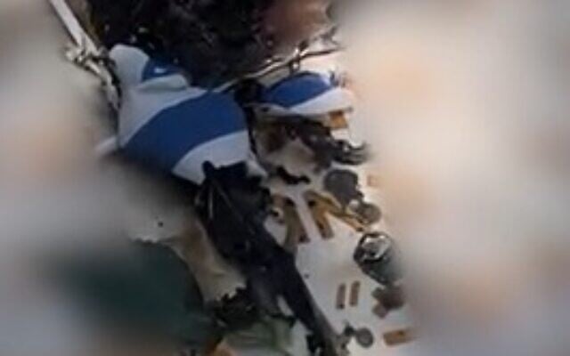 A military grave that was vandalized in the Or Akiva municipal cemetery, partially blurred and shared by Israel Police on August 27, 2025. (Screen capture: Israel Police)