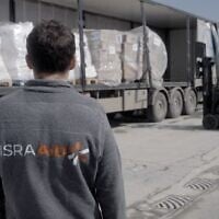 Loading of IsraAID humanitarian aid trucks on their way to Gaza, Ashdod Port, January 2025. (IsraAID)