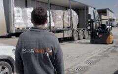 Loading of IsraAID humanitarian aid trucks on their way to Gaza, Ashdod Port, January 2025. (IsraAID)