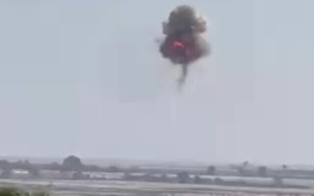 A Houthi drone launched from Yemen is shot down by the Israeli Air Force over southern Israel, August 22, 2025. (Screenshot: X)