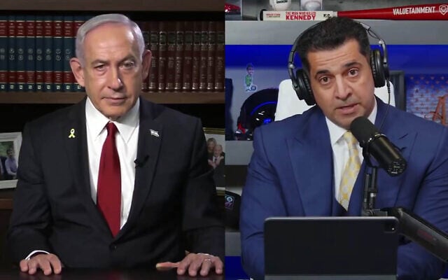 Prime Minister Benjamin Netanyahu (L), speaks on the Patrick Bet-David podcast about the Armenian genocide, August 27, 2025 (screenshot/X) Prime Minister Benjamin Netanyahu (L), speaks on the Patrick Bet-David podcast about the Armenian genocide, August 27, 2025 (screenshot/X)