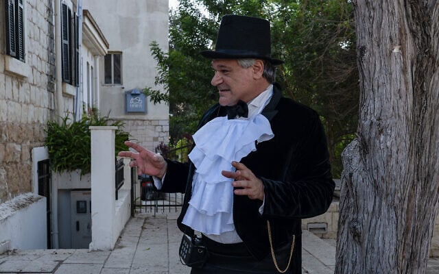 Actors playing out the 1898 visit of Kaiser Wilhelm II of Germany to the Holy Land as part of a new exhibit at the Haifa City Museum, through February 2026 (Gani Katzner) Actors playing out the 1898 visit of Kaiser Wilhelm II of Germany to the Holy Land as part of a new exhibit at the Haifa City Museum, through February 2026 (Gani Katzner)