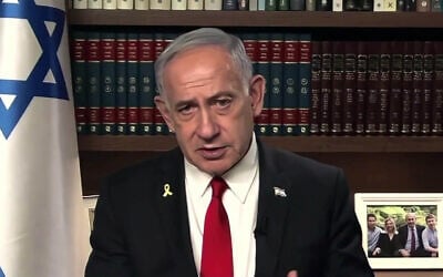 Prime Minister Benjamin Netanyahu speaking to Newsmax, on September 12, 2025. (Newsmax screenshot)