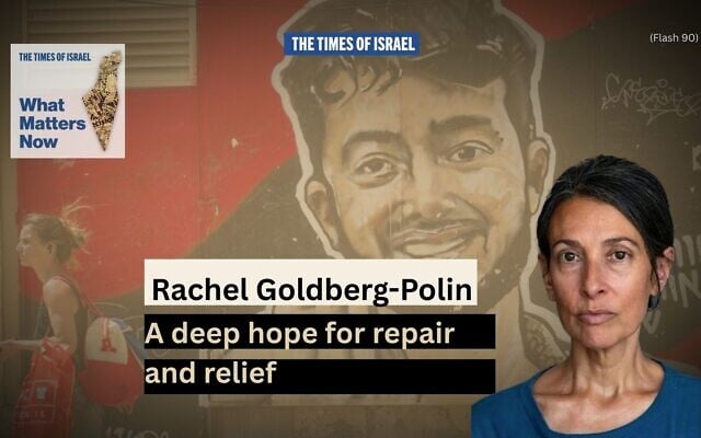 People walk next to a mural of hostage Hersh Goldberg-Polin in central Jerusalem, August 18, 2025. (Photo by Chaim Goldberg/Flash90)