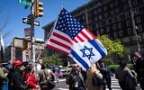 A pro-Israel protester outside Columbia University in Manhattan, April 22, 2024. (Luke Tress)