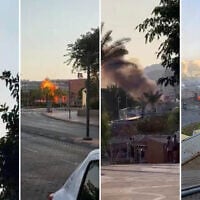 Footage posted to social media shows the moment a Houthi drone from Yemen hit Eilat in southern Israel, September 24, 2025. (Screenshots/Social media: used in accordance with Clause 27a of the Copyright Law