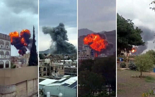 Smoke rises over Sanaa after an Israeli airstrike on Yemen, September 10, 2025. (Screenshot: X; used in accordance with Clause 27a of the Copyright Law)