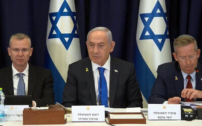Prime Minister Benjamin Netanyahu leads a cabinet meeting in Jerualem on September 7, 2025. (GPO/screenshot)