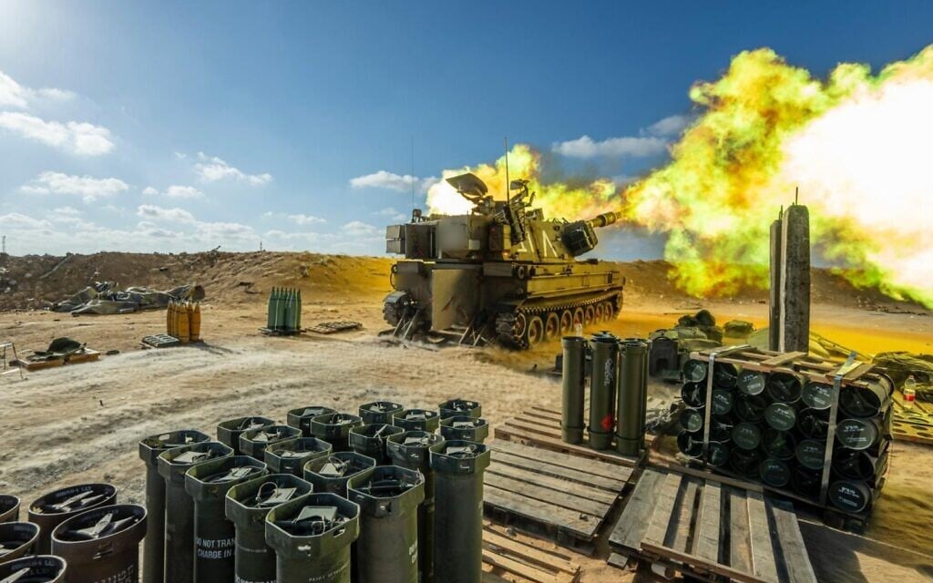 Troops of the 282nd Artillery Regiment carry out shelling in the Gaza Strip, in a handout photo issued by the IDF on September 14, 2025. (Israel Defense Forces) Troops of the 282nd Artillery Regiment carry out shelling in the Gaza Strip, in a handout photo issued by the IDF on September 14, 2025. (Israel Defense Forces)