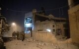 IDF troops carry out a home demolition of a terrorist, in the West Bank town of Qubeiba, on September 27, 2025. (Israel Defense Forces)