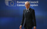 Luxembourg's Prime Minister Luc Frieden arrives to attend the European Council in Brussels on June 26, 2025. (NICOLAS TUCAT / AFP)