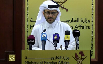 This frame grab from AFPTV footage shows Qatari foreign ministry spokesman Majed al-Ansari speaking during a media briefing in Doha on June 17, 2025. (Jacqueline PENNEY / AFPTV / AFP) This frame grab from AFPTV footage shows Qatari foreign ministry spokesman Majed al-Ansari speaking during a media briefing in Doha on June 17, 2025. (Jacqueline PENNEY / AFPTV / AFP)
