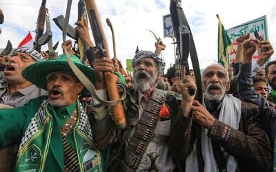 Supporters of the Iran-backed Houthi rebels rally, in the Houthi-run capital Sanaa, Yemen, on August 29, 2025. (Mohammed HUWAIS / AFP) Supporters of the Iran-backed Houthi rebels rally, in the Houthi-run capital Sanaa, Yemen, on August 29, 2025. (Mohammed HUWAIS / AFP)