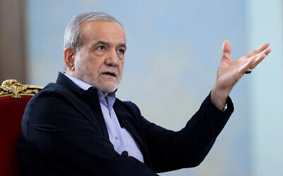 A handout picture provided by the Iranian president's office on August 30, 2025, shows President Masoud Pezeshkian speaking during a televised interview in Tehran. (Iranian Presidency/AFP) A handout picture provided by the Iranian president's office on August 30, 2025, shows President Masoud Pezeshkian speaking during a televised interview in Tehran. (Iranian Presidency/AFP)