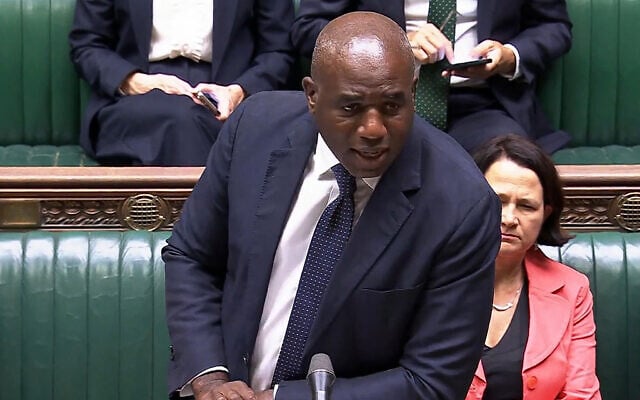 Britain's Foreign Secretary David Lammy delivers a speech on the Middle East in the House of Commons in London, on September 1, 2025. (PRU / AFP)