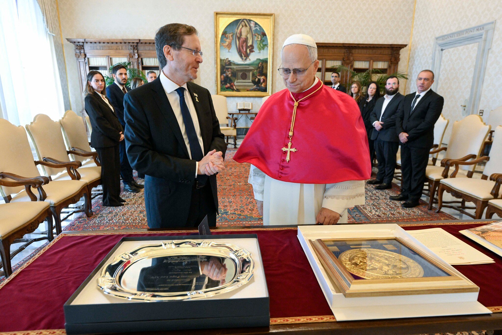 NextImg:Hosting Herzog, pope calls for permanent Gaza ceasefire to be reached ‘with urgency’