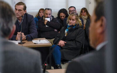 Argentine Patricia Kadgien (R), daughter of SS financial guru Friedrich Kadgien, one of several high-ranking Nazis to escape to Argentina after the war, attends a hearing after being arrested in Mar del Plata, Buenos Aires province, on September 4, 2025. (AFP)