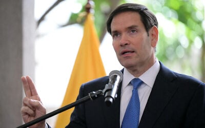 US Secretary of State Marco Rubio gestures as he speaks during a joint press conference with Ecuador's Foreign Minister Gabriela Sommerfeld (out of frame) at Carondelet Presidential Palace in Quito on September 4, 2025. (PRodrigo Buenida/AFP) US Secretary of State Marco Rubio gestures as he speaks during a joint press conference with Ecuador's Foreign Minister Gabriela Sommerfeld (out of frame) at Carondelet Presidential Palace in Quito on September 4, 2025. (PRodrigo Buenida/AFP)