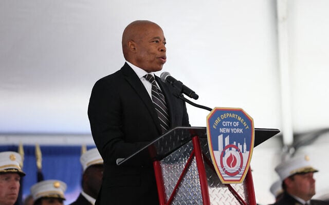NYC Mayor Eric Adams speaks during a World Trade Center Memorial Wall dedication at the FDNY Headquarters on September 09, 2025 in New York City. (Michael M. Santiago/Getty Images/AFP) NYC Mayor Eric Adams speaks during a World Trade Center Memorial Wall dedication at the FDNY Headquarters on September 09, 2025 in New York City. (Michael M. Santiago/Getty Images/AFP)