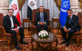 Egypt's Foreign Minister Badr Abdelatty (C) meets with his Iranian counterpart Abbas Araqchi (L) and Director General of the International Atomic Energy Agency (IAEA) Rafael Grossi in Cairo on September 9, 2025. This is the first meeting between Tehran and the IAEA since Iran suspended cooperation following a 12-day war in June during which Israel and the United States struck Iranian nuclear facilities, after which Tehran has said future cooperation with the agency will take "a new form." (Photo by Ahmed HASAN / AFP)