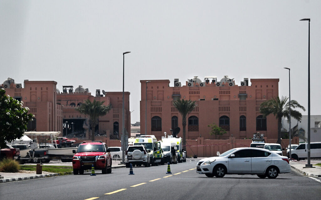 Damage is seen after an Israeli strike targeted a compound that hosted Hamas's political leadership in Doha, Qatar on September 10, 2025 (AFP)