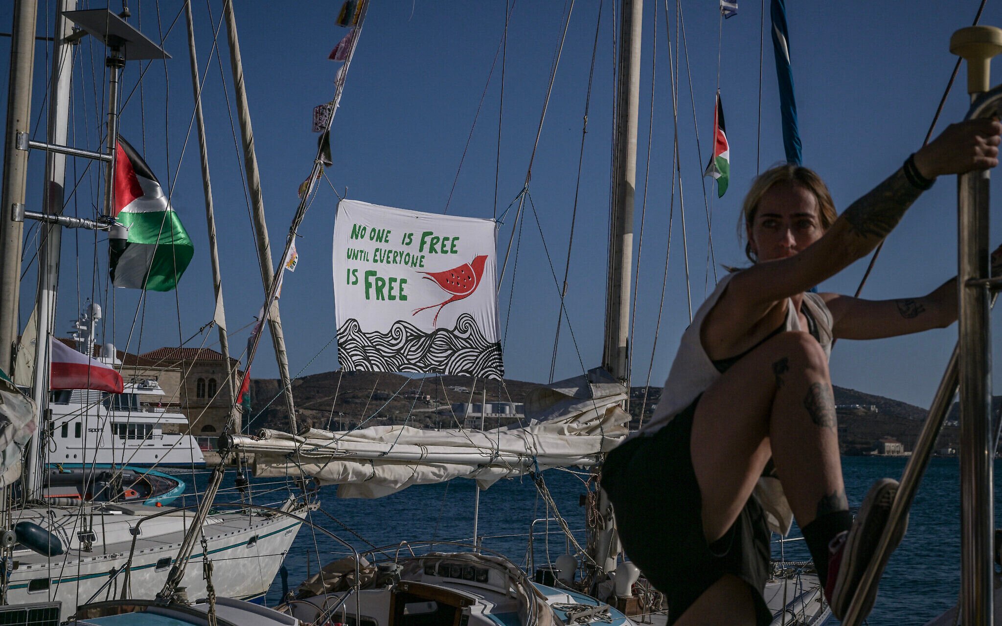 Two ships set sail from Greece to join as Gaza-bound flotilla departs from Tunisia