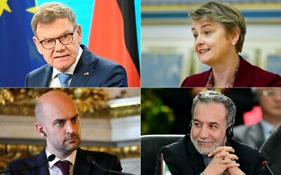 This combination of pictures shows (from top L to down R) German Foreign Minister Johann Wadephul, Britain's Foreign Secretary Yvette Cooper, France's Minister for Europe and Foreign Affairs Jean-Noel Barrot, and Iran's Foreign Minister Abbas Araghchi .(AFP) This combination of pictures shows (from top L to down R) German Foreign Minister Johann Wadephul, Britain's Foreign Secretary Yvette Cooper, France's Minister for Europe and Foreign Affairs Jean-Noel Barrot, and Iran's Foreign Minister Abbas Araghchi .(AFP)