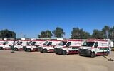 Ambulances donated by Saudi Arabia arrive in Damascus on September 7, 2025, as part of the Saudi aid campaign to Syria (Haitham EL-TABEI / AFP)