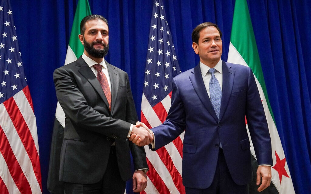 US Secretary of State Marco Rubio (R) meets with Syrian President Ahmed al-Sharaa at the Lotte New York Palace Hotel on the sidelines of the United Nations General Assembly meeting at the UN headquarters in New York City on September 22, 2025. (Bing Guan / AFP)