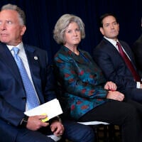 (L-R) US Special Envoy to the Middle East Steve Witkoff, White House Chief of Staff Susie Wiles, US Secretary of State Marco Rubio and US Ambassador to the United Nations Michael Waltz attend a meeting between US President Donald Trump and United Nations Secretary-General António Guterres during the 80th session of the UN General Assembly at the United Nations headquarters on September 23, 2025 in New York City. (Chip Somodevilla/Getty Images North America/Getty Images via AFP)